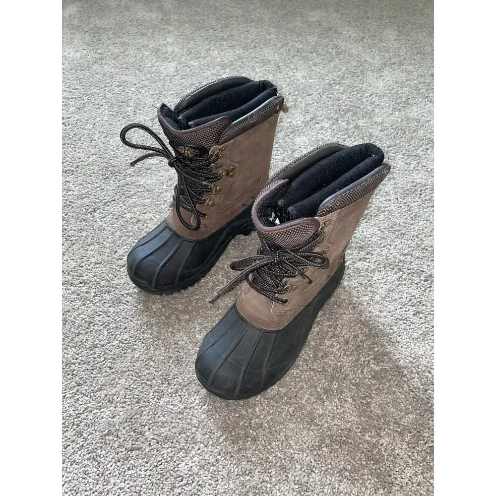 Quest Mens Pac Insulated Ultra Insulation Leather Upper Snow Boots Size 5